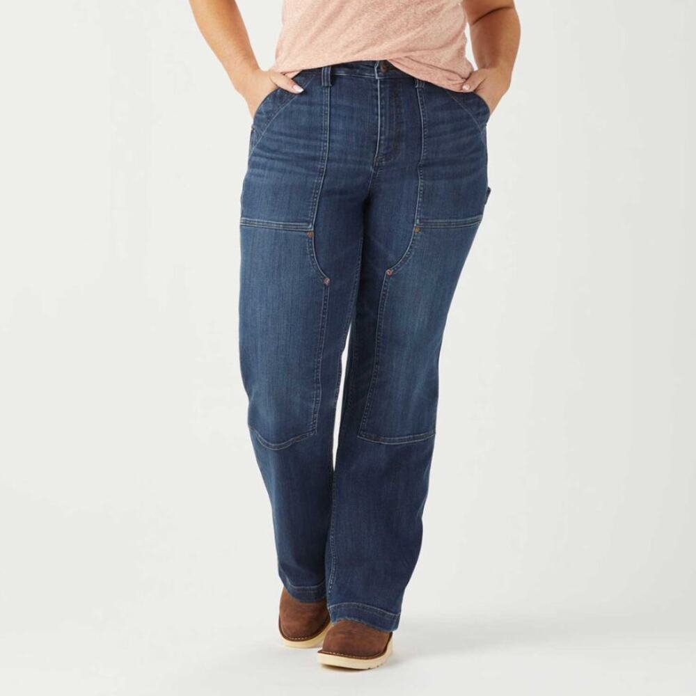 Duluth Trading Co Double Flex COOLMAX Denim Jeans Straight Leg Pants 16 Short